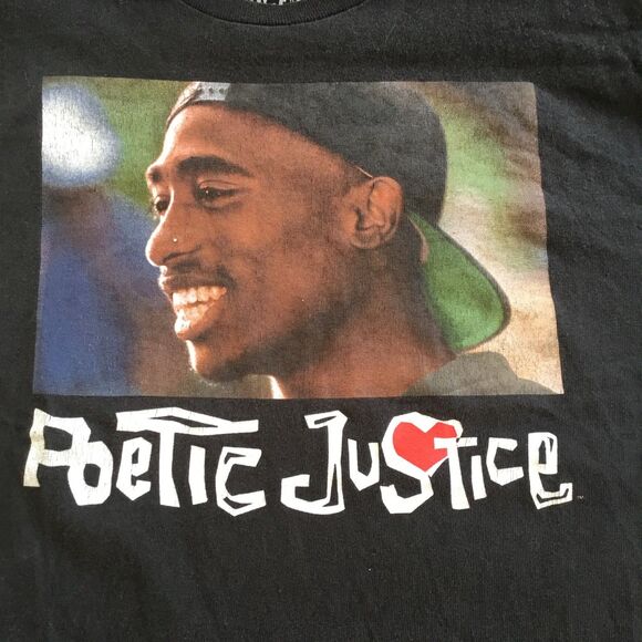 Poetic Justice Graphic Design T-Shirt Black Unisex Size L Fair Condition - Picture 2 of 7